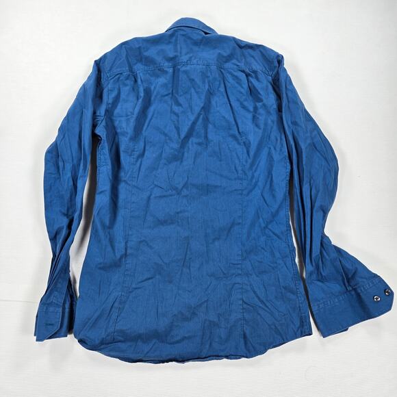 Hugo Hugo Boss Blue Pinstripe Slim Fit Button Up Shirt Men's Size Medium - Picture 7 of 7